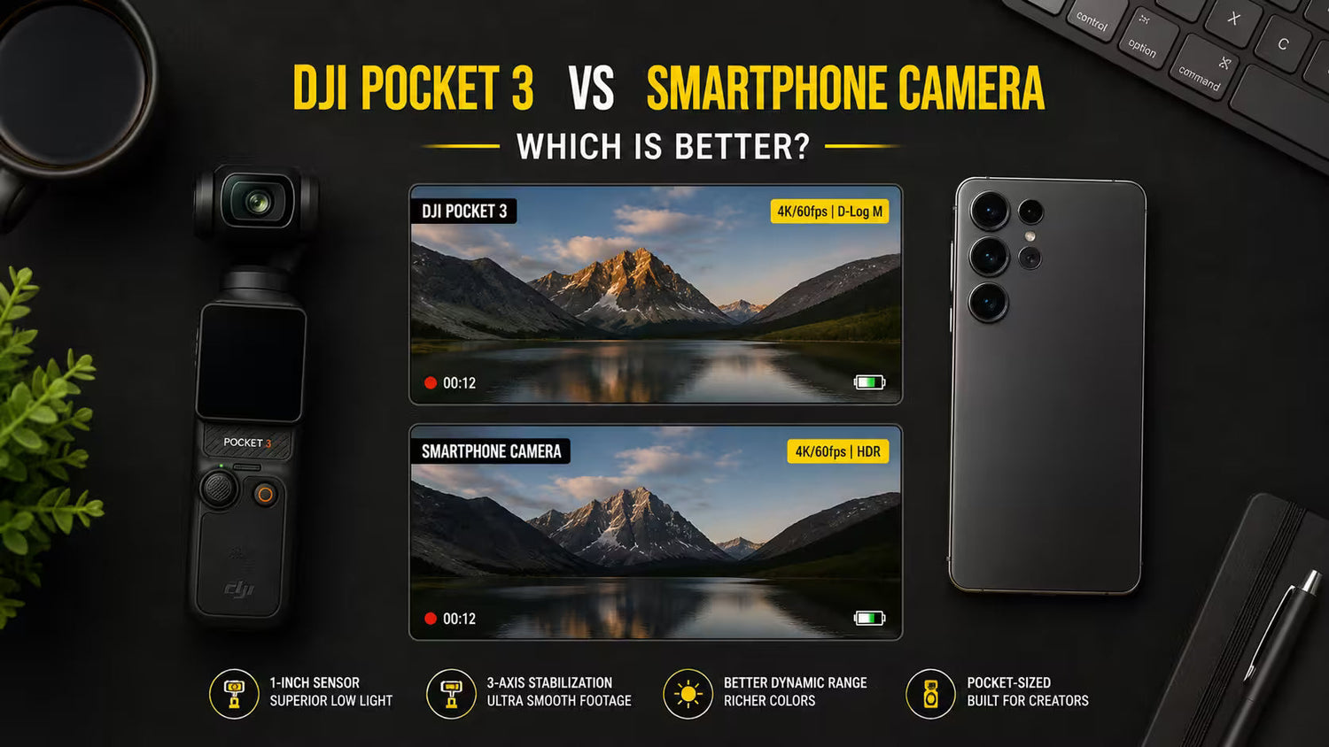 dji pocket 3 vs smartphone camera 